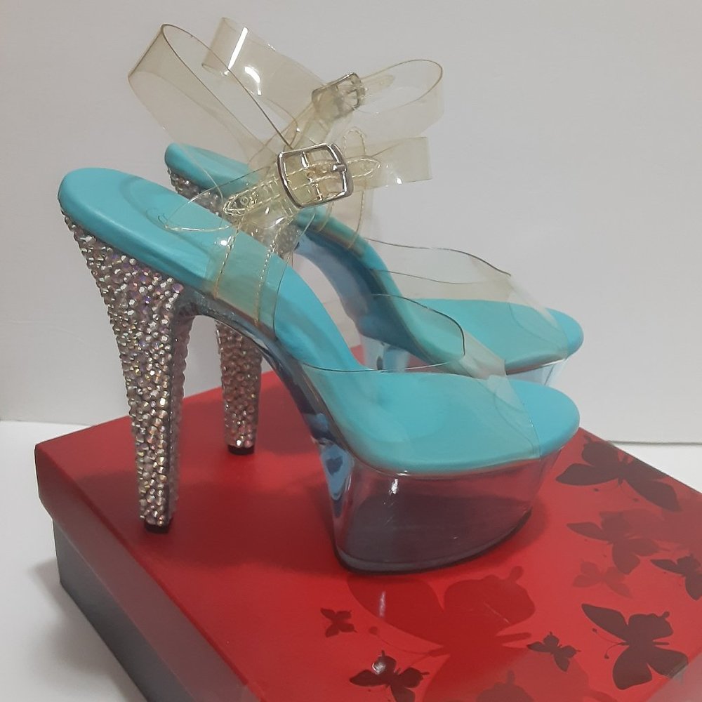 Custom Crystal Embellished 6" PLEASER ASPIRE Platform Heels